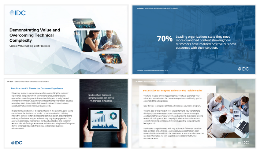 Image of four pages of the ebook showing two best practices.